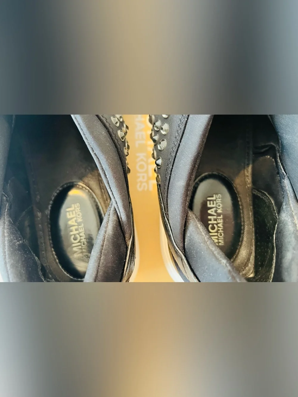 Michael Kors Black Crystal-Embellished Slip-On woman’s Sneakers size 8.5